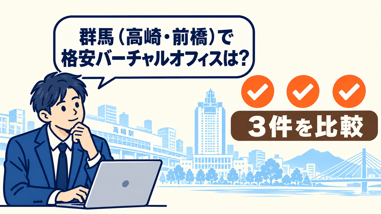 群馬(高崎・前橋)で格安バーチャルオフィスは?と考える起業家。3件を比較