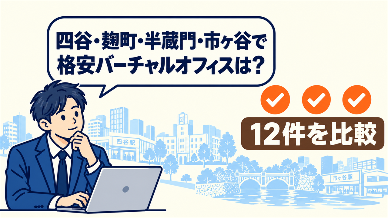 四谷・麹町・半蔵門・市ヶ谷で格安バーチャルオフィスは？と考える起業家。12件を比較
